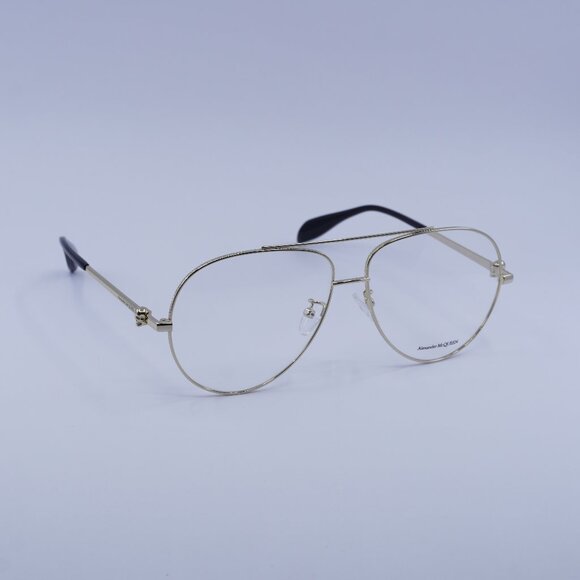 Alexander McQueen AM0260O 001 Eyeglasses Gold 61mm Aviator Frame - Picture 1 of 10
